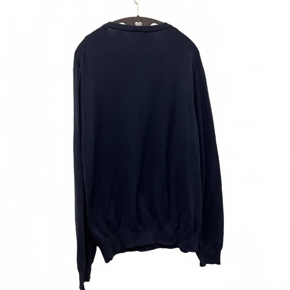 Izod Men's Size XL Navy Blue V Neck Pullover Sweater Wool Acrylic Blend - Picture 4 of 7